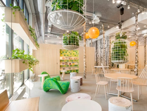 Cube designs indoor plaza to look like a park