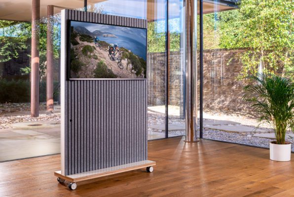 Cable free TV room divider for whole team collaboration, anywhere in the office