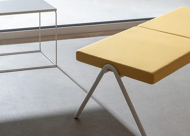 close up of yellow bench legs - onofficemagazine.com