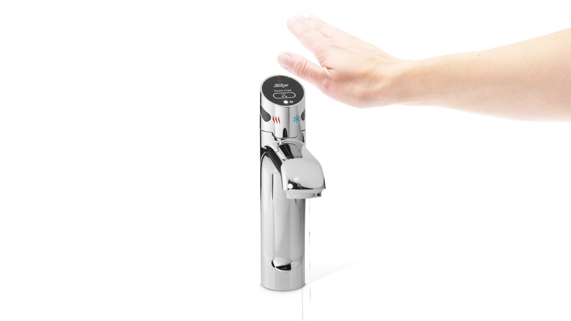 hand waving over touch-free tap