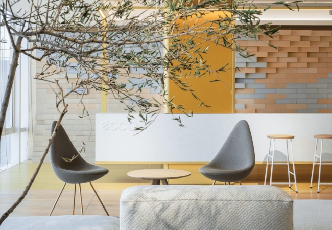 Hong Designworks pairs soft pastel hues and natural materials at Ecco's Xi'an office