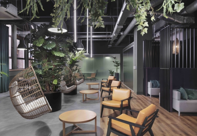 Biophilic design and a sustainable approach to reuse define this shared workspace in London