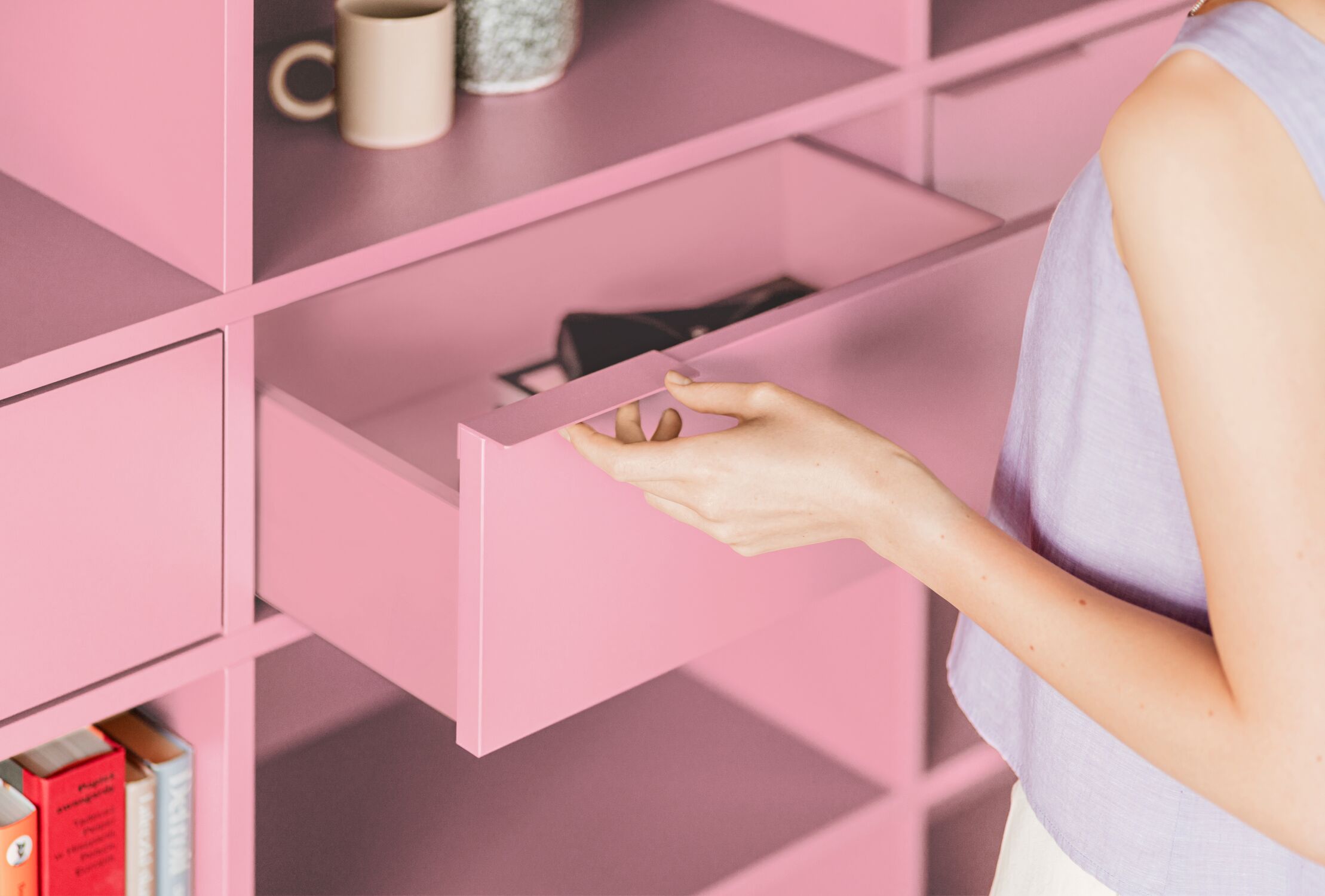 Tylko x Andrés Reisinger pink shelf drawer detail