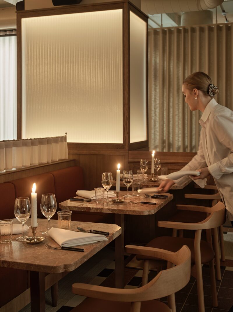 Helsinki design firm Fyra curates the décor of Bistro Gina that is full ...